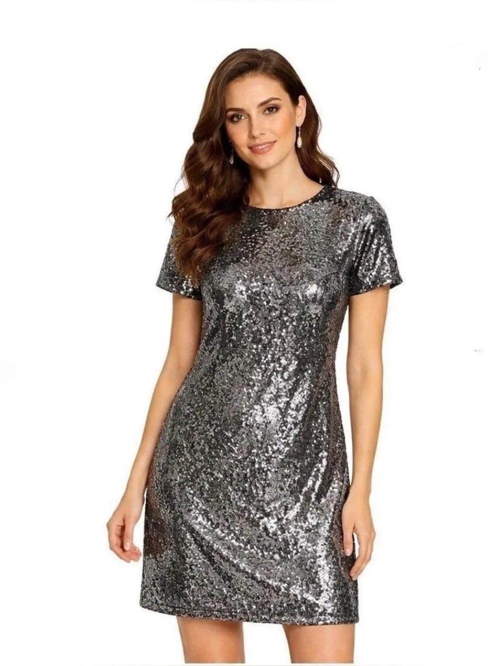long sleeve casual dress KissProm A-Line V-Neck Sleeves Elegant Asymmetrical Chiffon Wedding with Zipper Back, Diamond White / 20 Dark Green Floral Yarn Dress Blues Wear and SIZE:16W Neckline: Off the Shoulder
